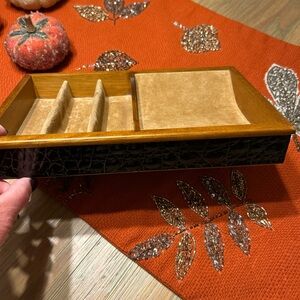 Valet Tray croc embossed wood and velvet 7x10 Made in Italy Men’s